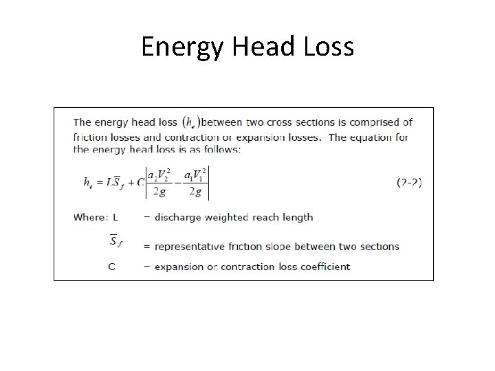 Energy Head Loss 