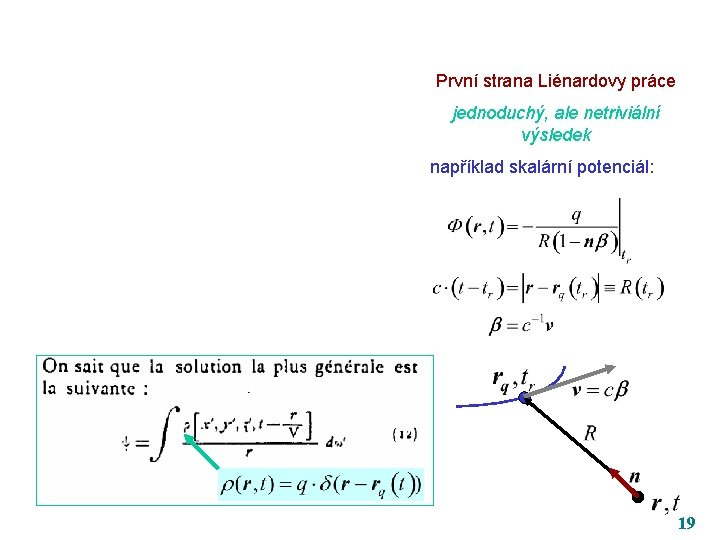 První strana Liénardovy práce jednoduchý, ale netriviální výsledek například skalární potenciál: 19 