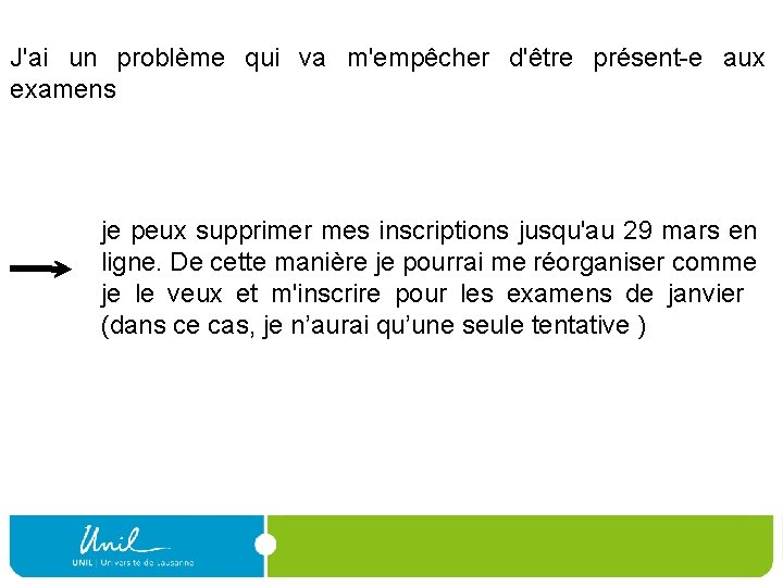 J'ai un problème qui va m'empêcher d'être présent-e aux examens je peux supprimer mes