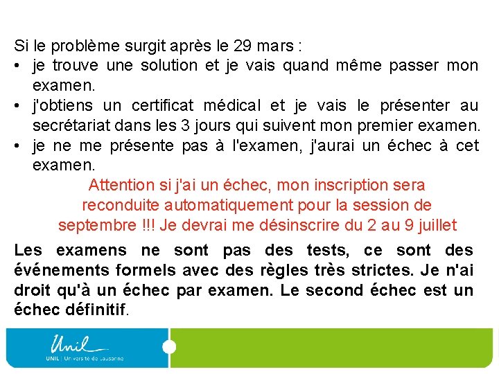 Si le problème surgit après le 29 mars : • je trouve une solution