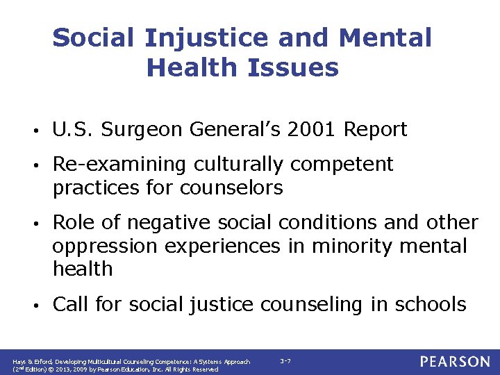 Social Injustice and Mental Health Issues • U. S. Surgeon General’s 2001 Report • Social Injustice and Mental Health Issues • U. S. Surgeon General’s 2001 Report •
