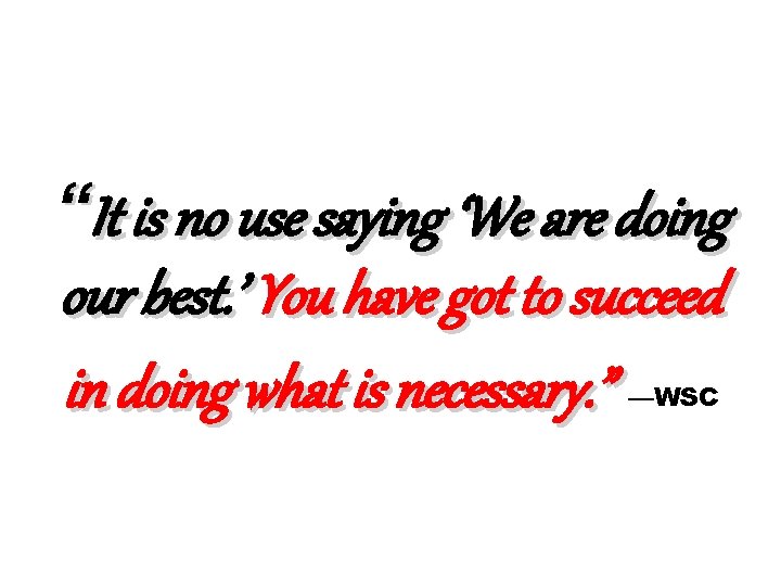 “It is no use saying ‘We are doing our best. ’ You have got