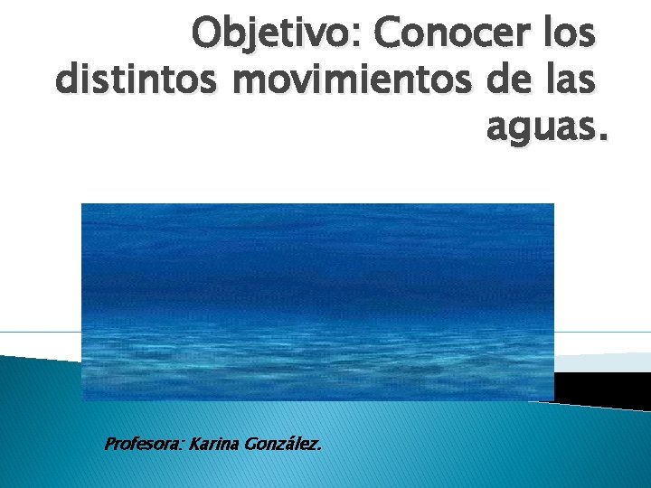 Objetivo: Conocer los distintos movimientos de las aguas. Profesora: Karina González. 