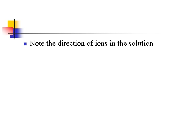 n Note the direction of ions in the solution 