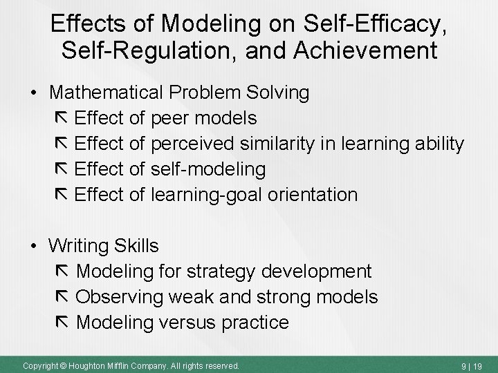 Effects of Modeling on Self-Efficacy, Self-Regulation, and Achievement • Mathematical Problem Solving Effect of