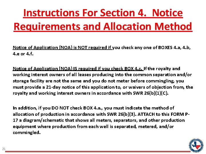 Instructions For Section 4. Notice Requirements and Allocation Method Notice of Application (NOA) is Instructions For Section 4. Notice Requirements and Allocation Method Notice of Application (NOA) is