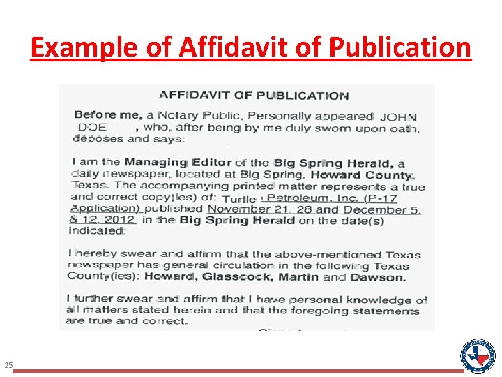 Example of Affidavit of Publication 25 Example of Affidavit of Publication 25