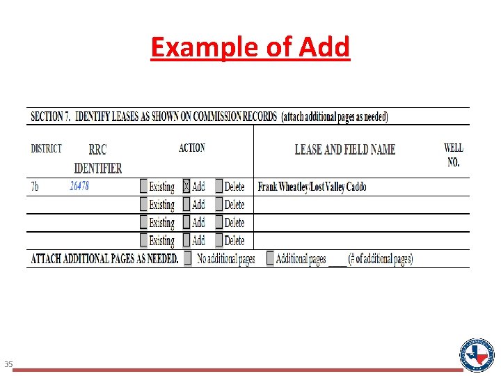 Example of Add 35 Example of Add 35
