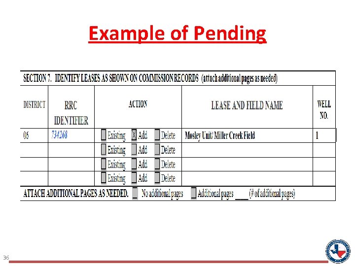 Example of Pending 36 Example of Pending 36