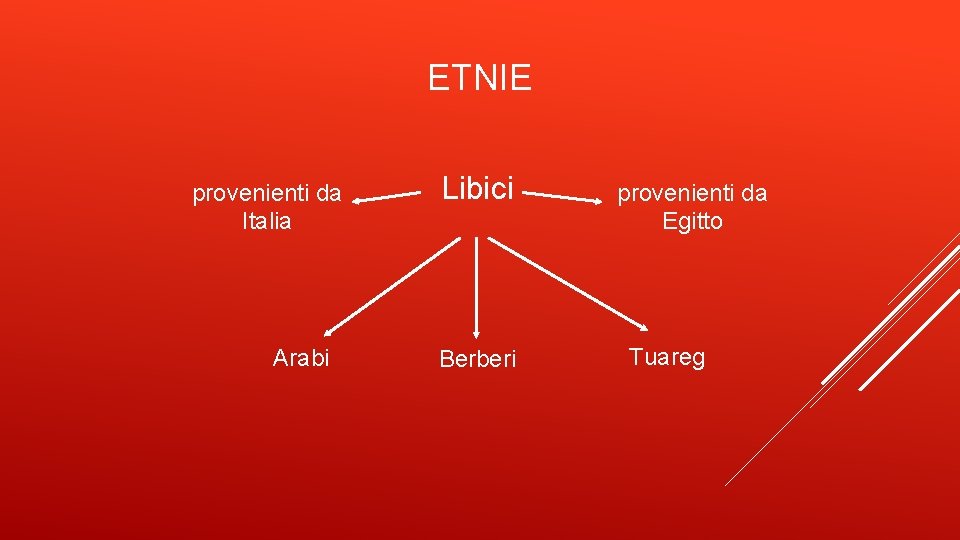 ETNIE provenienti da Italia Arabi Libici Berberi provenienti da Egitto Tuareg 