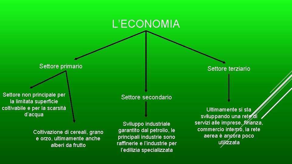 L’ECONOMIA Settore primario Settore non principale per la limitata superficie coltivabile e per la