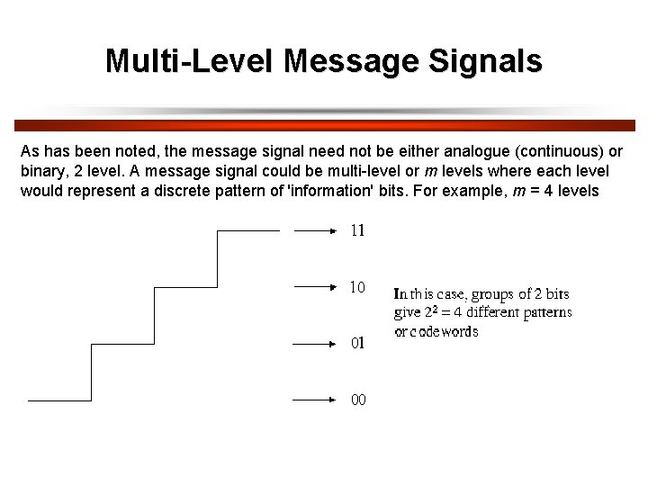 Multi-Level Message Signals As has been noted, the message signal need not be either