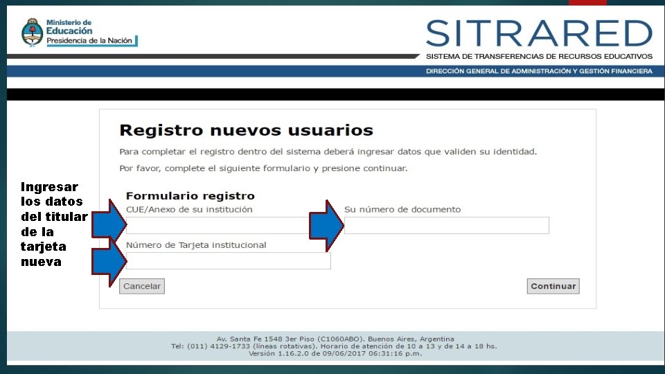 2 Ingresar los datos del titular de la tarjeta nueva 