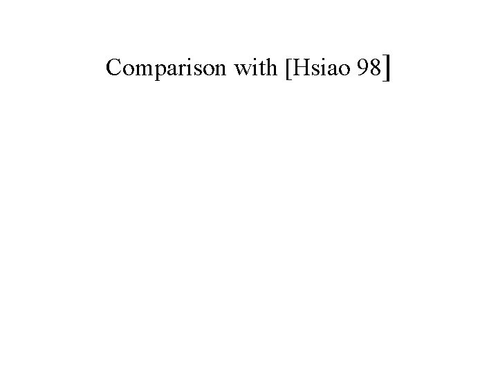 Comparison with [Hsiao 98] 