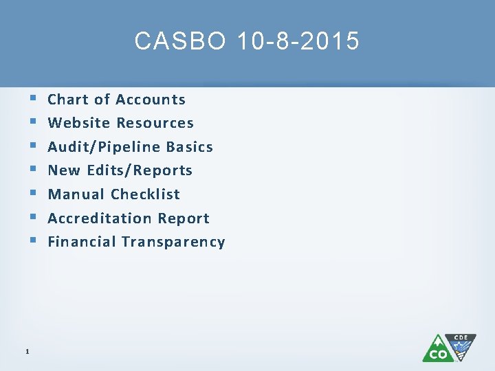 CASBO 10 -8 -2015 § § § § 1 Chart of Accounts Website Resources