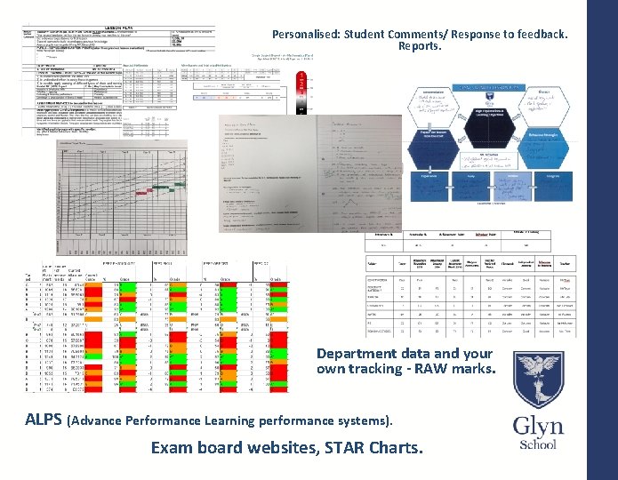 Personalised: Student Comments/ Response to feedback. Reports. Department data and your own tracking -