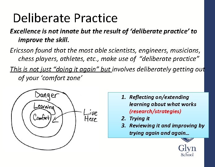 Deliberate Practice Excellence is not innate but the result of ‘deliberate practice’ to improve