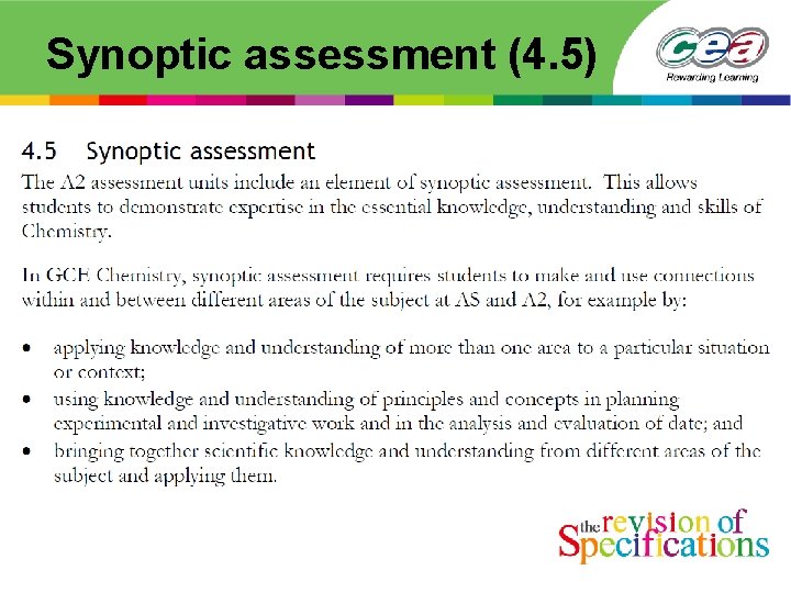 Synoptic assessment (4. 5) 