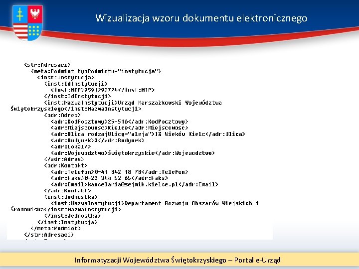 Wizualizacja wzoru dokumentu elektronicznego Informatyzacji Województwa Świętokrzyskiego – Portal e-Urząd 