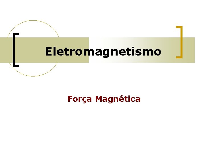 Eletromagnetismo Força Magnética 