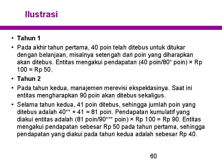 Ilustrasi • Tahun 1 • Pada akhir tahun pertama, 40 poin telah ditebus untuk