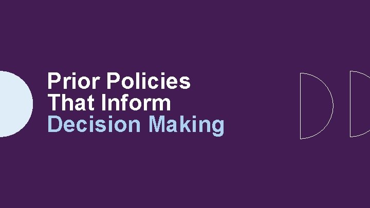 Prior Policies That Inform Decision Making 