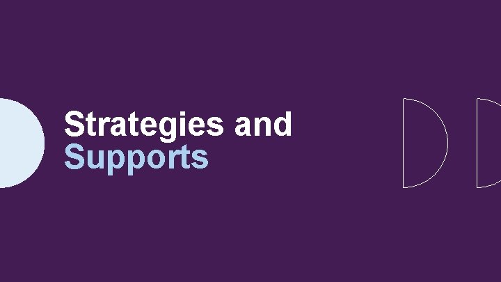 Strategies and Supports 