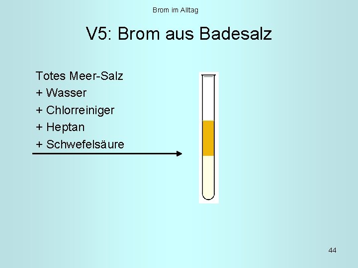 Brom im Alltag V 5: Brom aus Badesalz Totes Meer-Salz + Wasser + Chlorreiniger