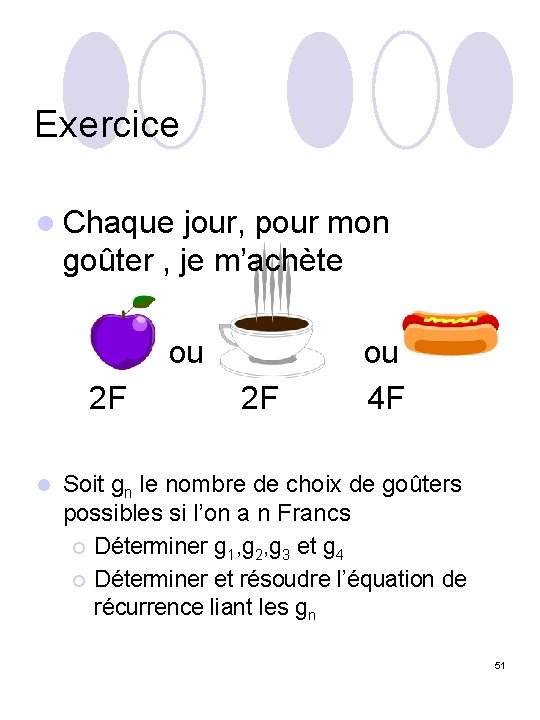 Exercice l Chaque jour, pour mon goûter , je m’achète ou 2 F 4