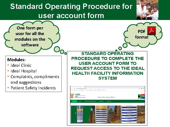 Standard Operating Procedure for user account form One form per user for all the