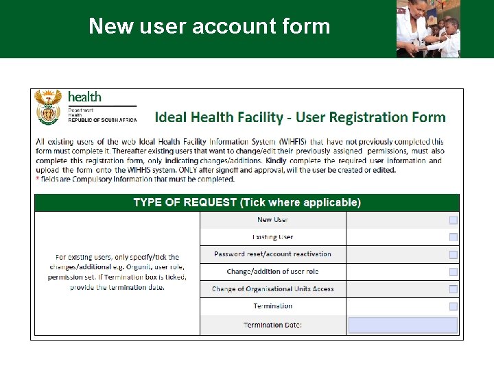 New user account form 22 