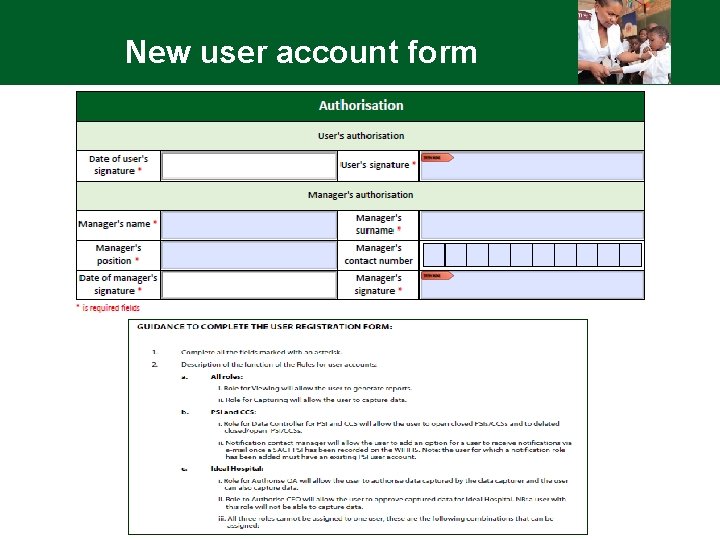 New user account form 25 