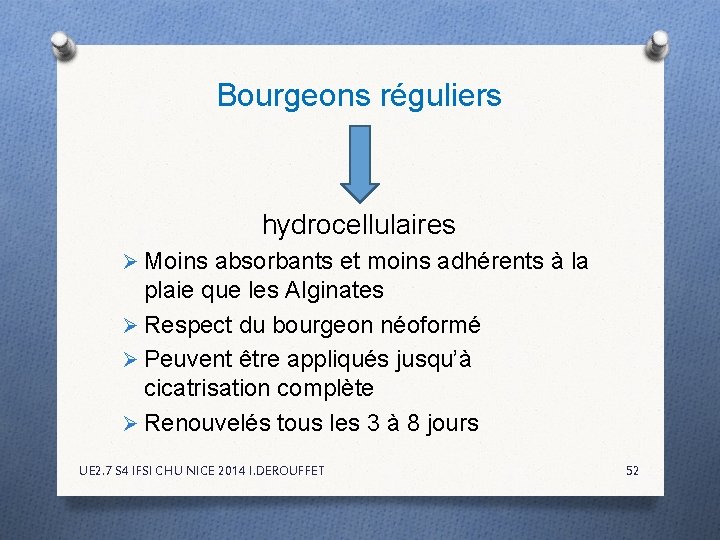 Bourgeons réguliers hydrocellulaires Ø Moins absorbants et moins adhérents à la plaie que les Bourgeons réguliers hydrocellulaires Ø Moins absorbants et moins adhérents à la plaie que les
