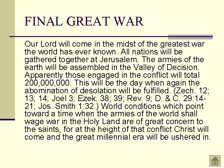 FINAL GREAT WAR Our Lord will come in the midst of the greatest war