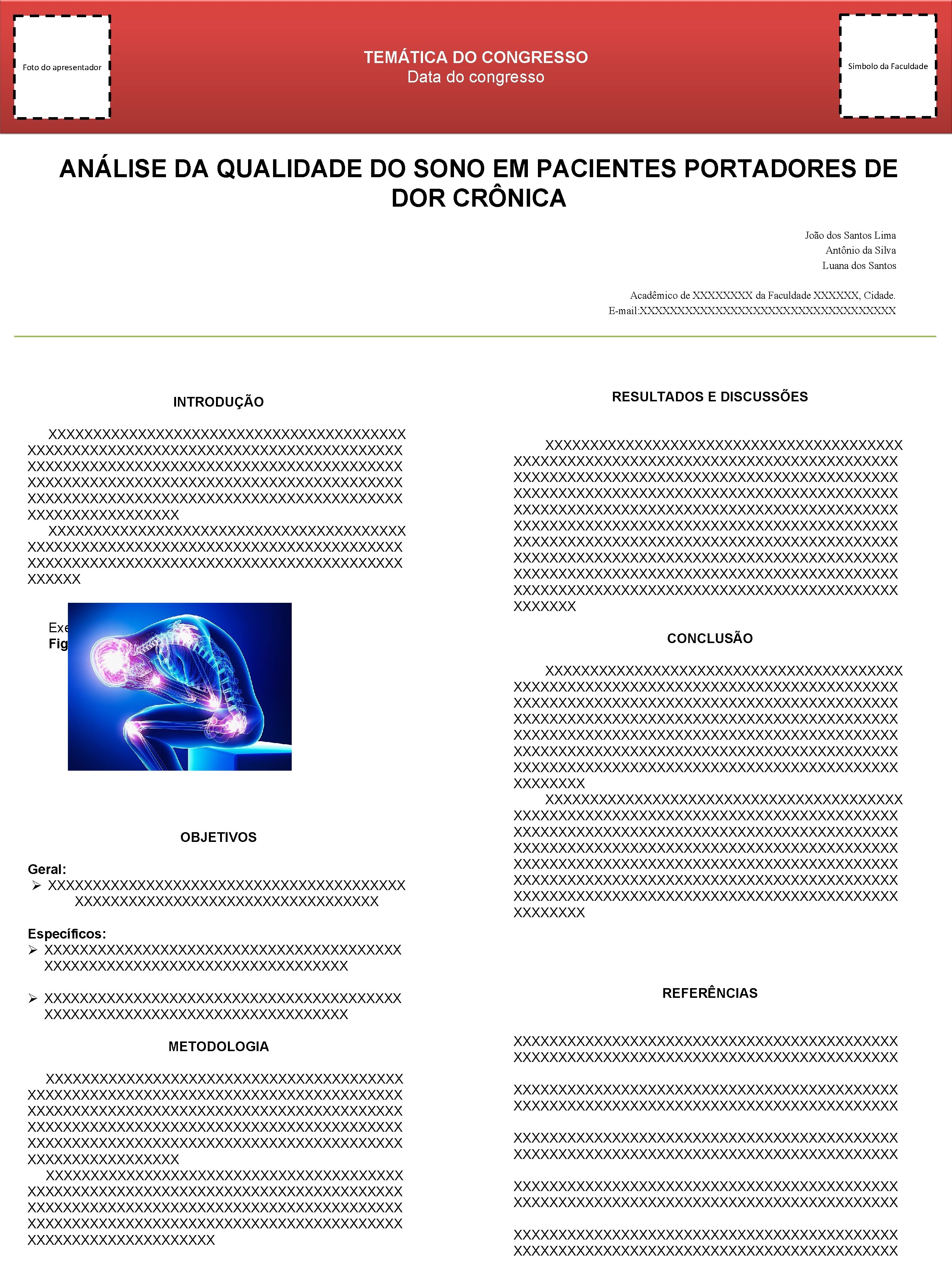TEMÁTICA DO CONGRESSO Data do congresso Foto do apresentador Símbolo da Faculdade ANÁLISE DA