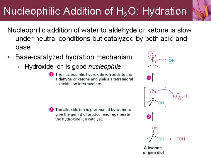 Nucleophilic Addition of H 2 O: Hydration Nucleophilic addition of water to aldehyde or