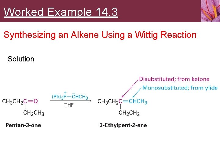Worked Example 14. 3 Synthesizing an Alkene Using a Wittig Reaction Solution 