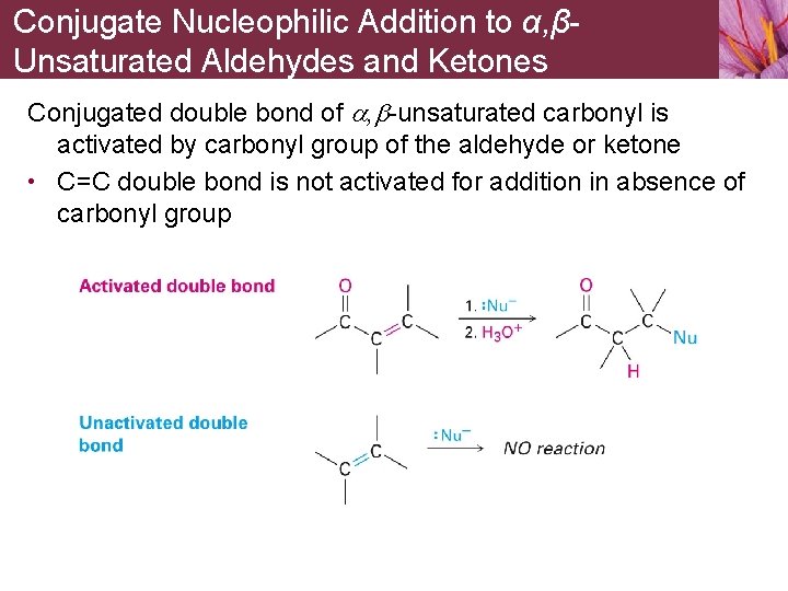 Conjugate Nucleophilic Addition to α, βUnsaturated Aldehydes and Ketones Conjugated double bond of a,