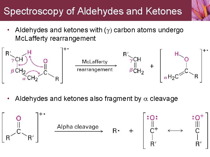 Spectroscopy of Aldehydes and Ketones • Aldehydes and ketones with (g) carbon atoms undergo