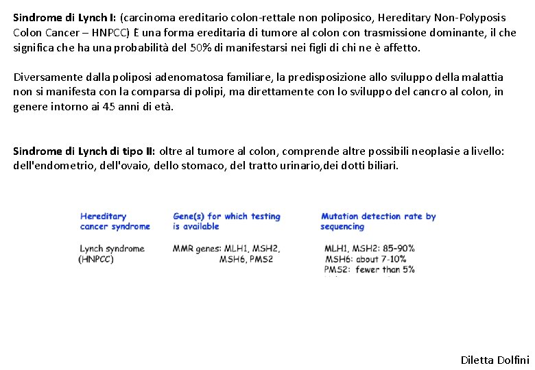 Sindrome di Lynch I: (carcinoma ereditario colon-rettale non poliposico, Hereditary Non-Polyposis Colon Cancer –