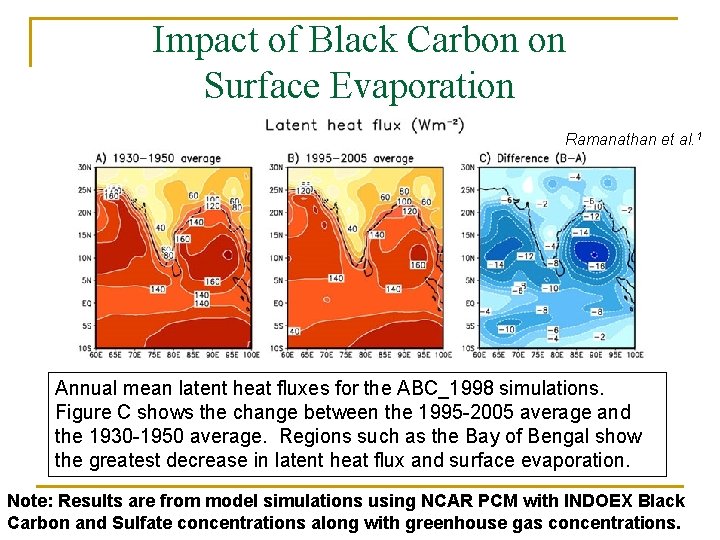 Impact of Black Carbon on Surface Evaporation Ramanathan et al. 1 Annual mean latent