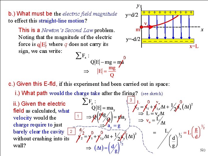 b. ) What must be the electric field magnitude to effect this straight-line motion?