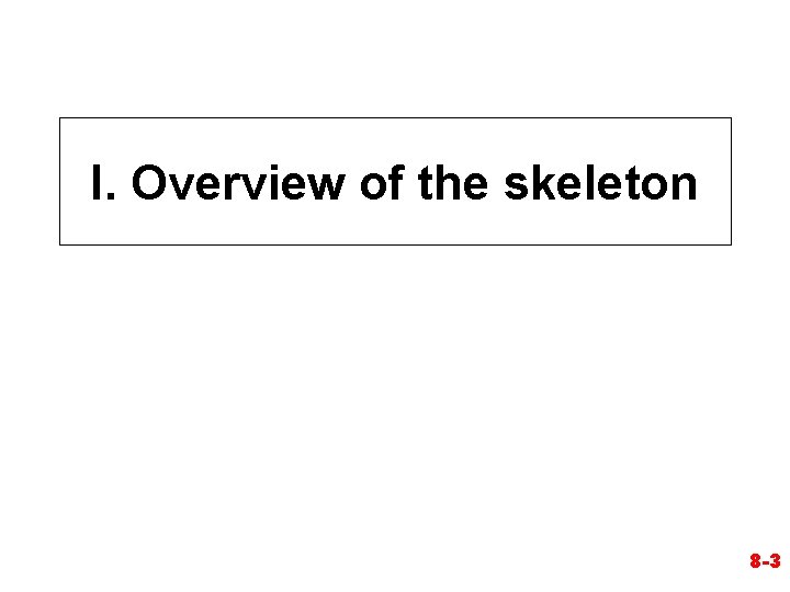 I. Overview of the skeleton 8 -3 I. Overview of the skeleton 8 -3