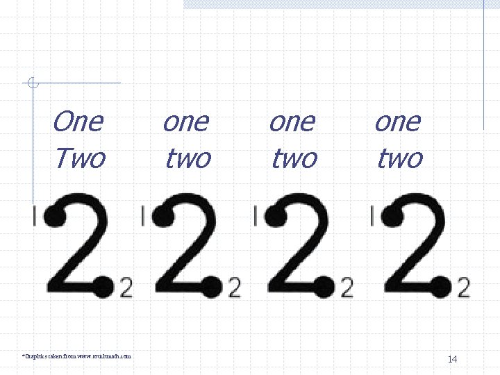 One Two *Graphics taken from www. touchmath. com one two 14 