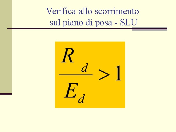 Verifica allo scorrimento sul piano di posa - SLU 