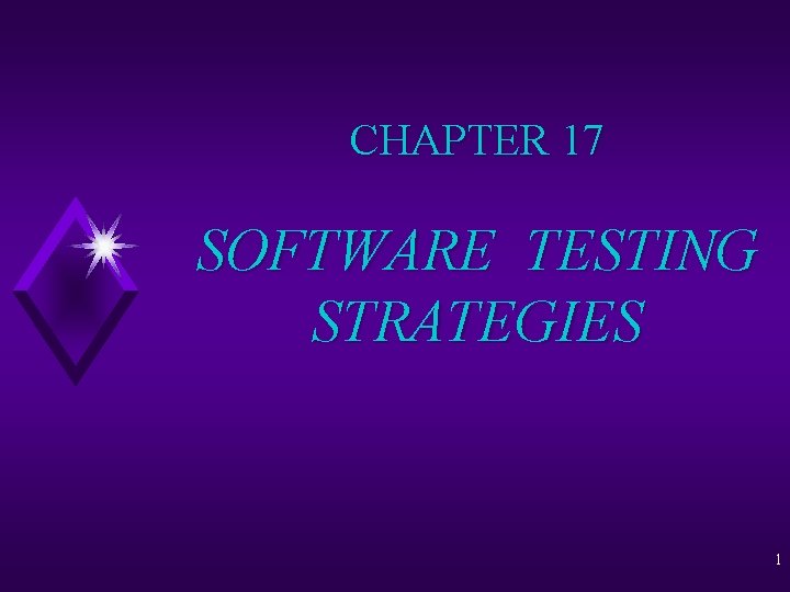 CHAPTER 17 SOFTWARE TESTING STRATEGIES 1 