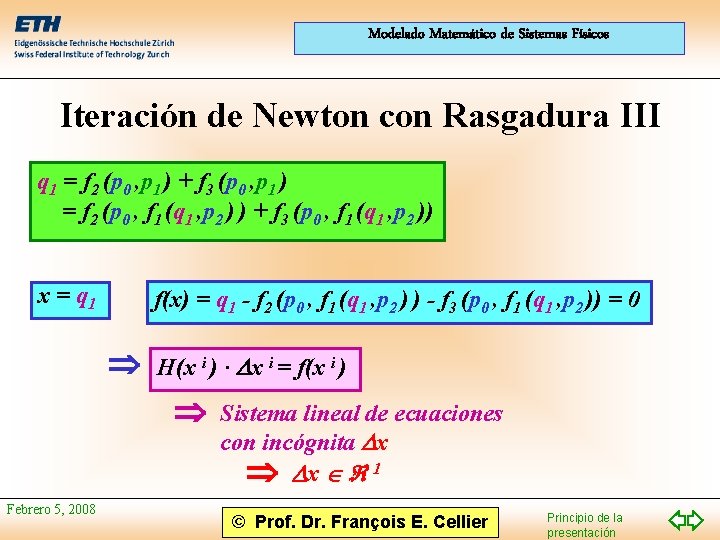 Modelado Matemático de Sistemas Físicos Iteración de Newton con Rasgadura III q 1 =