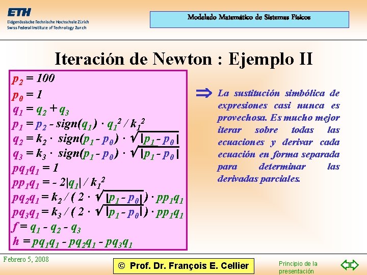 Modelado Matemático de Sistemas Físicos Iteración de Newton : Ejemplo II p 2 =