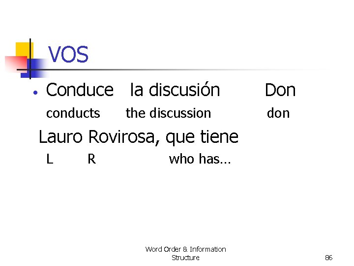 VOS • Conduce la discusión Don conducts don the discussion Lauro Rovirosa, que tiene VOS • Conduce la discusión Don conducts don the discussion Lauro Rovirosa, que tiene