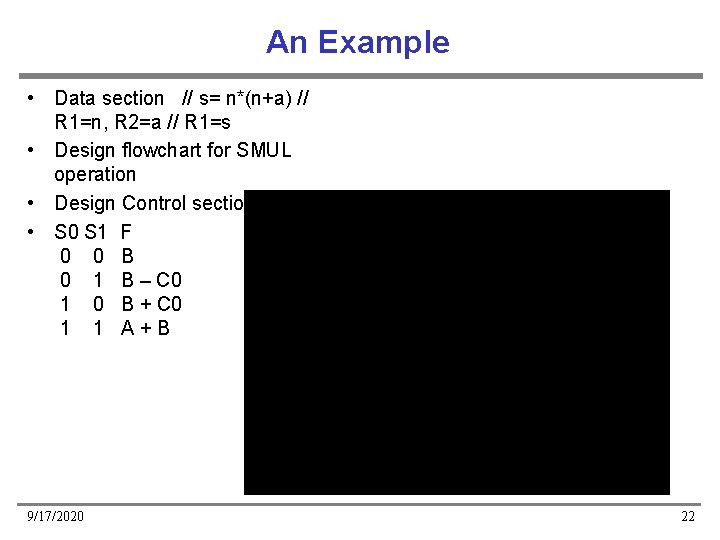An Example • Data section // s= n*(n+a) // R 1=n, R 2=a // An Example • Data section // s= n*(n+a) // R 1=n, R 2=a //